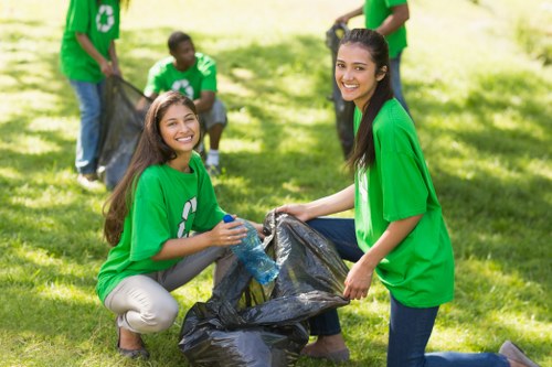 Professional team handling office waste clearance